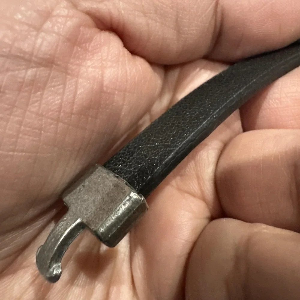 Vintage Motorcycles‎ Bike Silver And Black Leather Wrist Band Fit 7inch Wrist